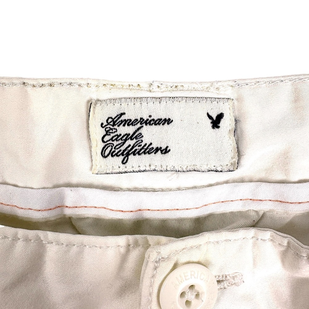 Y2K American Eagle Ultra Low Rise Perfect Shortie Shorts Womens Sz 6 White Micro - Picture 5 of 16